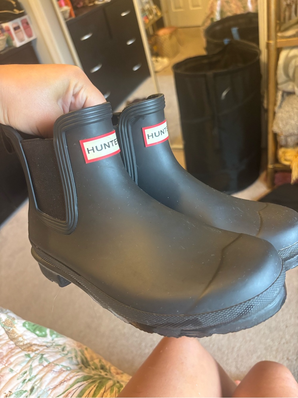 Hunter Black Short Chelsea Rain Boots for Women